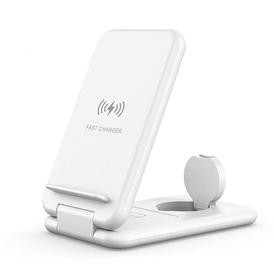15W 3-in-1 Foldable Wireless Charger for iPhone, Apple Watch & AirPods – Fast Charging Station – White