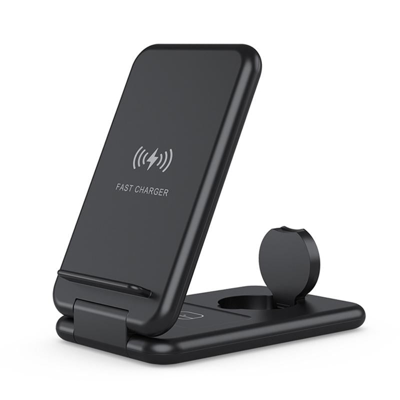 15W 3-in-1 Foldable Wireless Charger for iPhone, Apple Watch & AirPods – Fast Charging Station – White