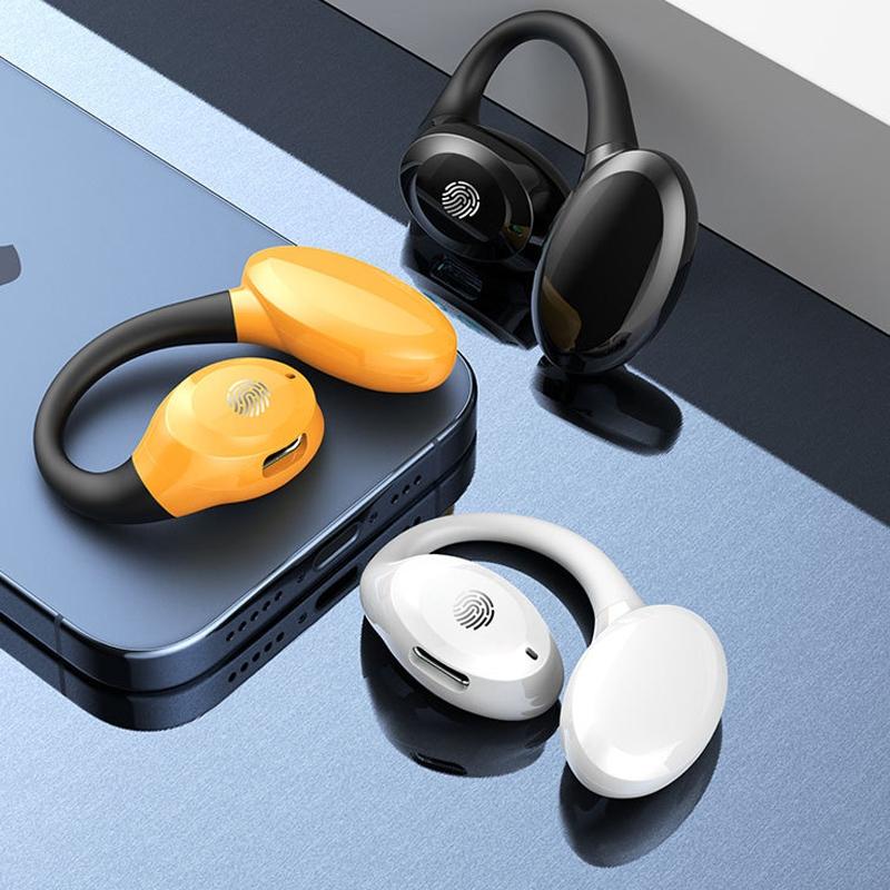 Waterproof Wireless Earphones with Touch Control & Ear-Hook – Sport Bluetooth Headset, Yellow