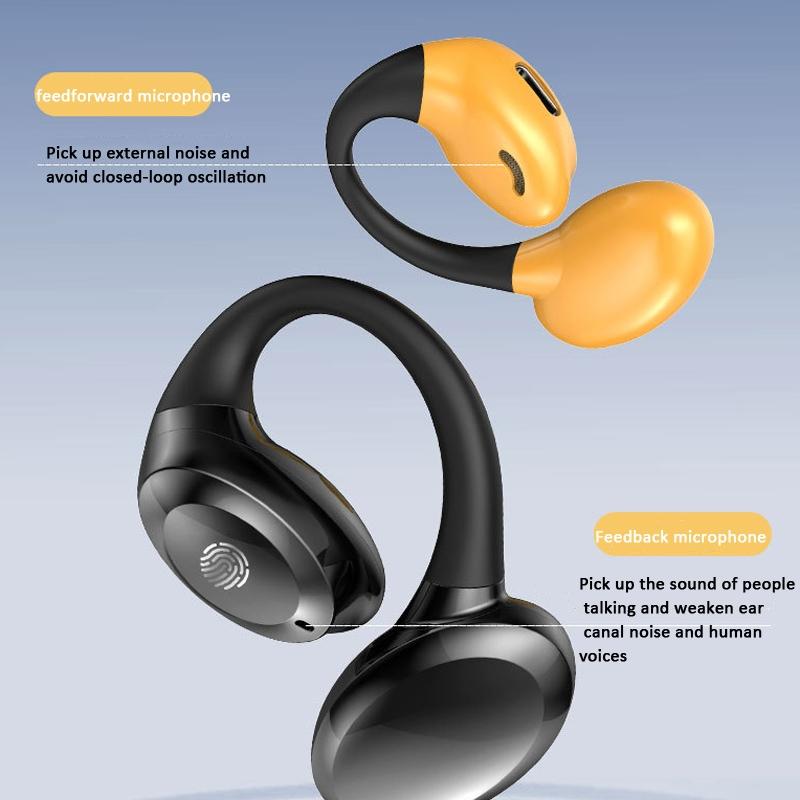 Waterproof Wireless Earphones with Touch Control & Ear-Hook – Sport Bluetooth Headset, Yellow