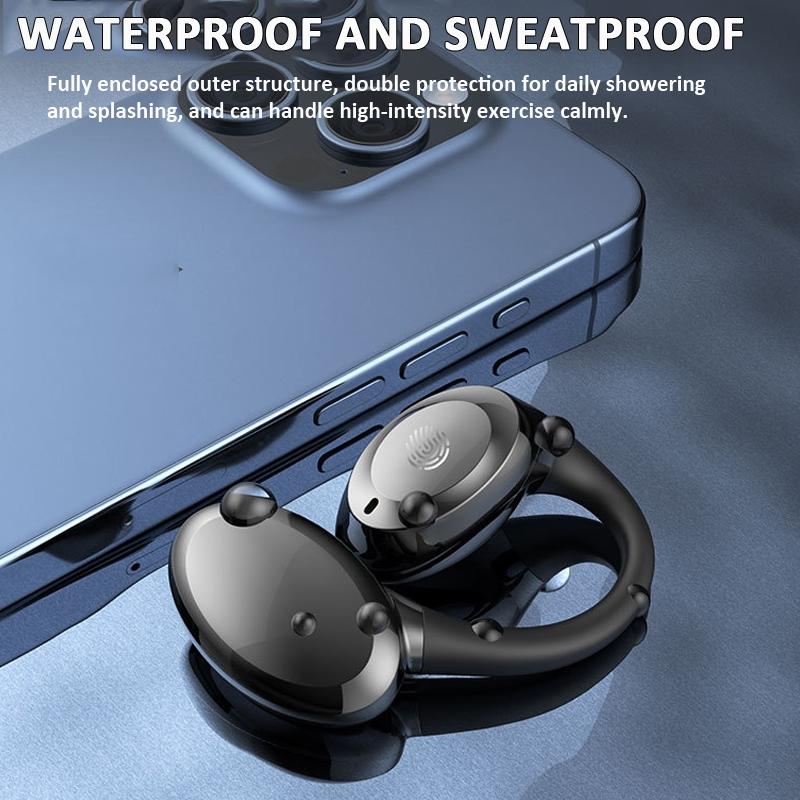 Waterproof Wireless Earphones with Touch Control & Ear-Hook – Sport Bluetooth Headset, Yellow
