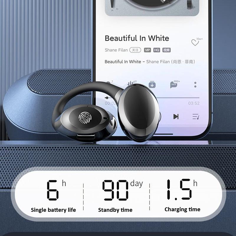 Waterproof Wireless Earphones with Touch Control & Ear-Hook – Sport Bluetooth Headset, Yellow
