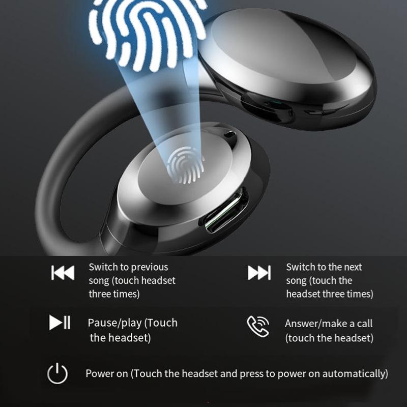 Waterproof Wireless Earphones with Touch Control & Ear-Hook – Sport Bluetooth Headset, Yellow