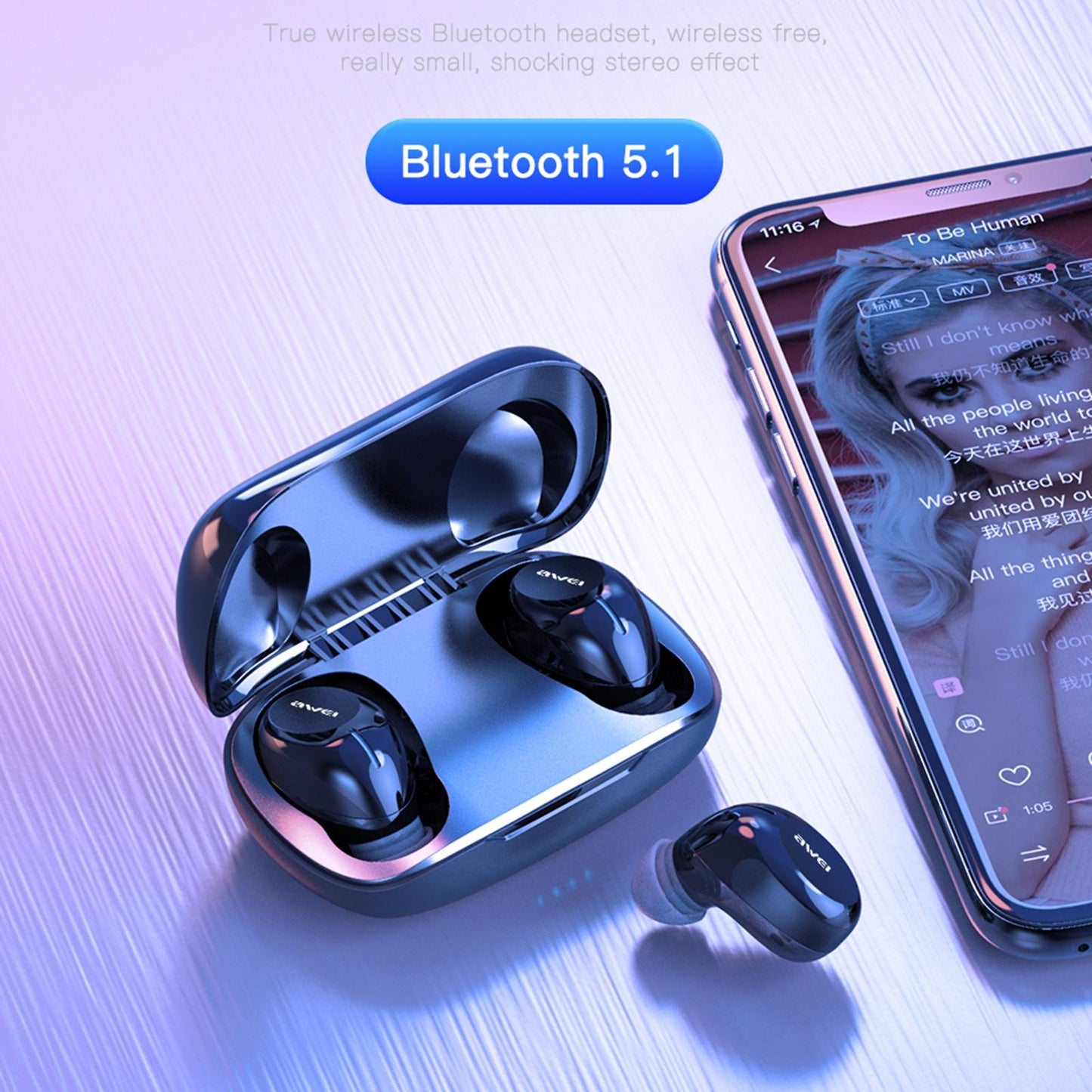 Wireless Bluetooth 5.1 Headset – White. True Wireless, Compact & Colorful Design