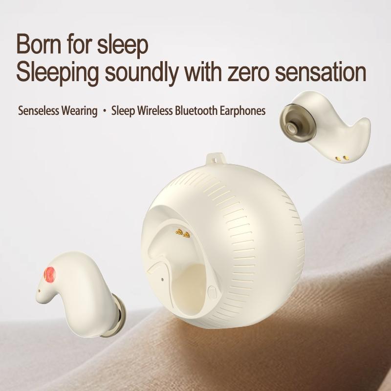 Coconut Ball Wireless Bluetooth Earphones with Portable Charging Case – White