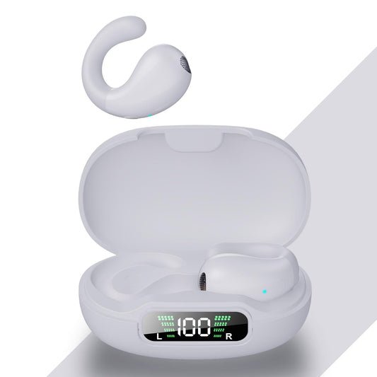 Wireless Bluetooth Earphone with Clip-On Charging Case – Portable, White