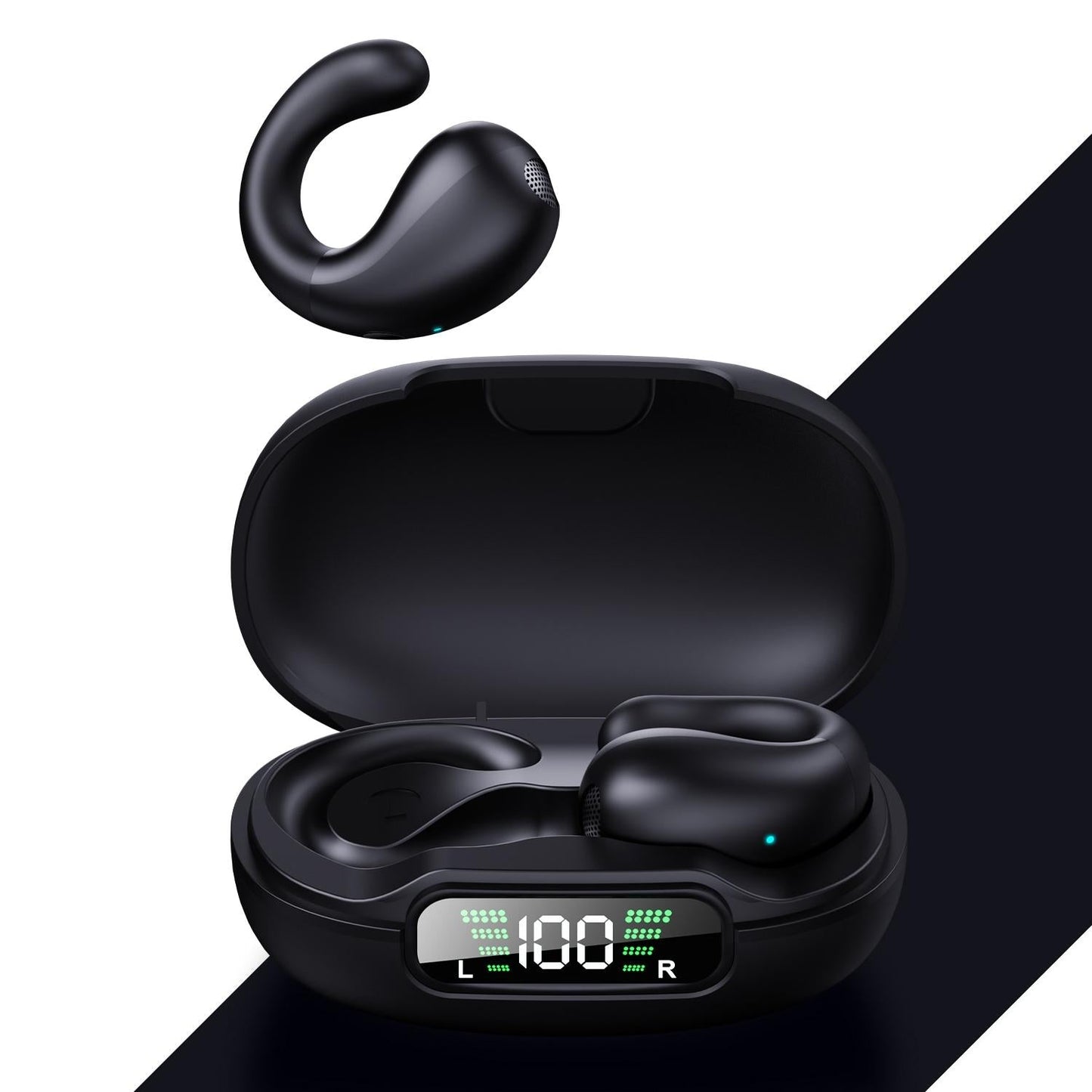 Wireless Bluetooth Earphone with Clip-On Charging Case – Portable, White