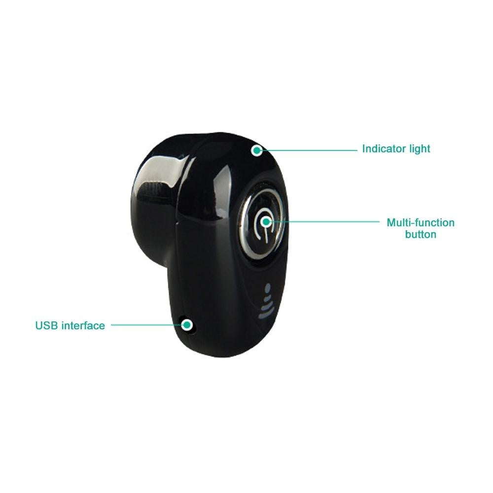 S650 Gen 2 Mini Bluetooth Earphone with Mic – Wireless Single In-Ear Headset, White