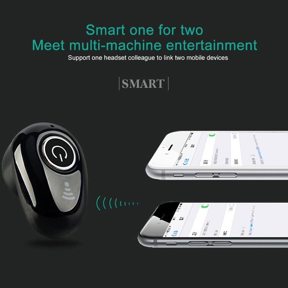 S650 Gen 2 Mini Bluetooth Earphone with Mic – Wireless Single In-Ear Headset, White