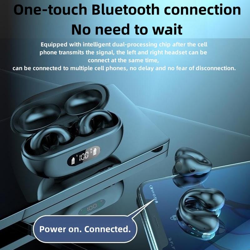 Khaki Wireless Noise-Cancelling Bluetooth Earbuds with LED Display – Hi-Fi Sound, Long Battery Life