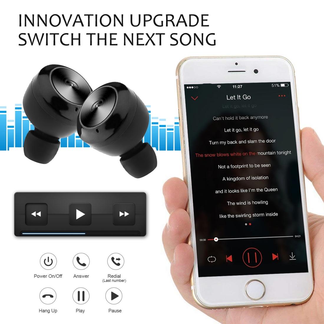 Bluetooth 5.0 Wireless Earphones with Magnetic Charging Box – TWS In-Ear Stereo Headset (Black)
