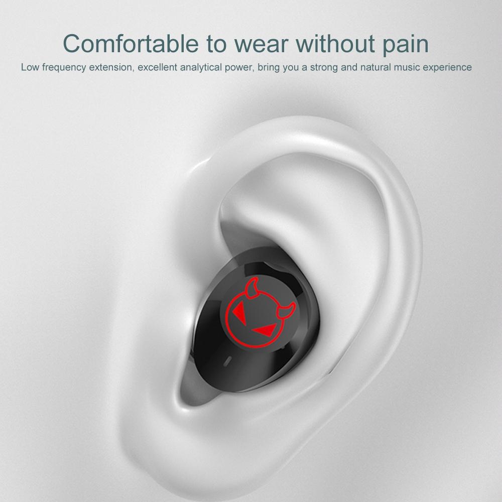 Black Intelligent Noise Reduction Bluetooth Earphones with Touch Control & Battery Display