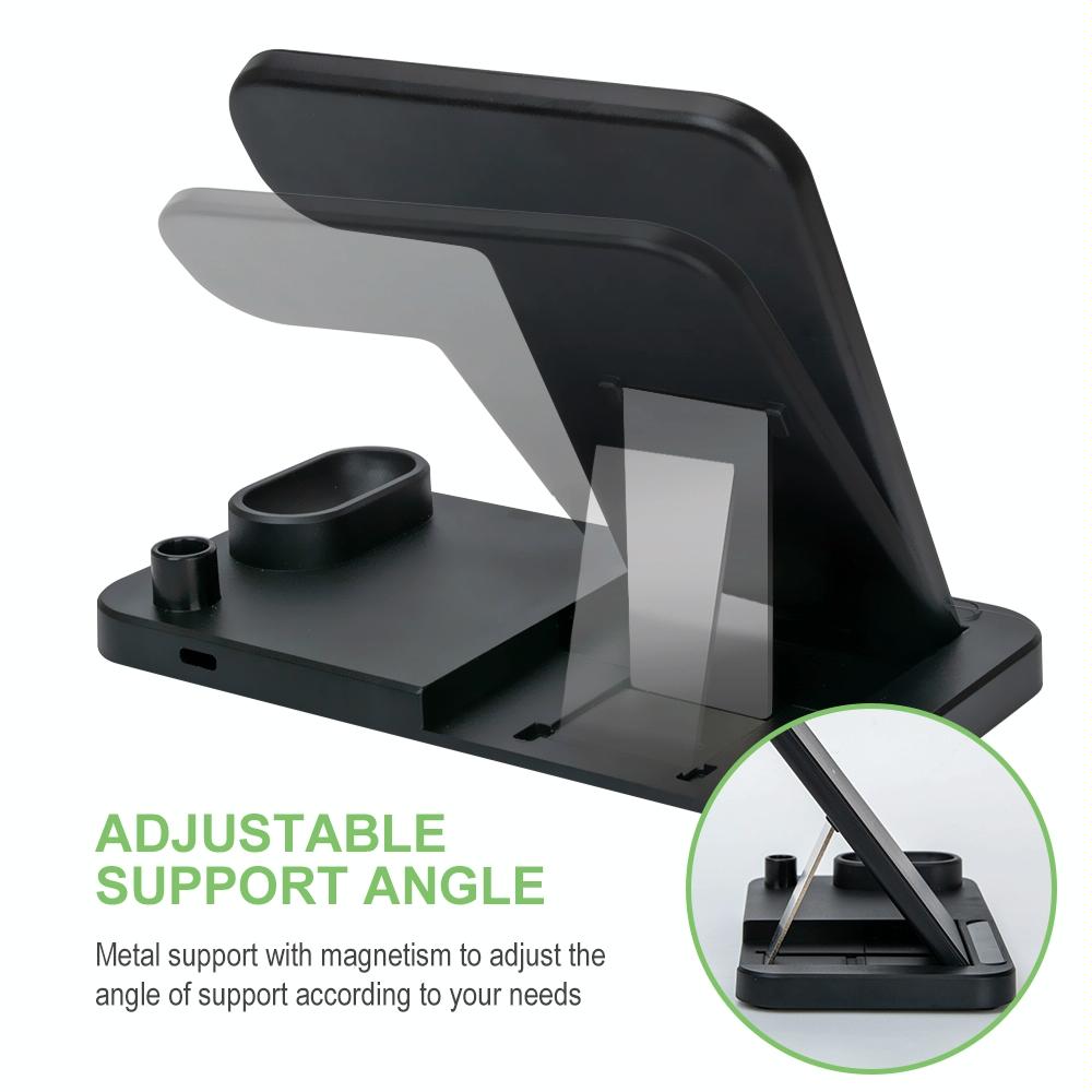 Vertical Wireless Charger with Adjustable Stand. Fast Qi Charging Dock for Smartphones