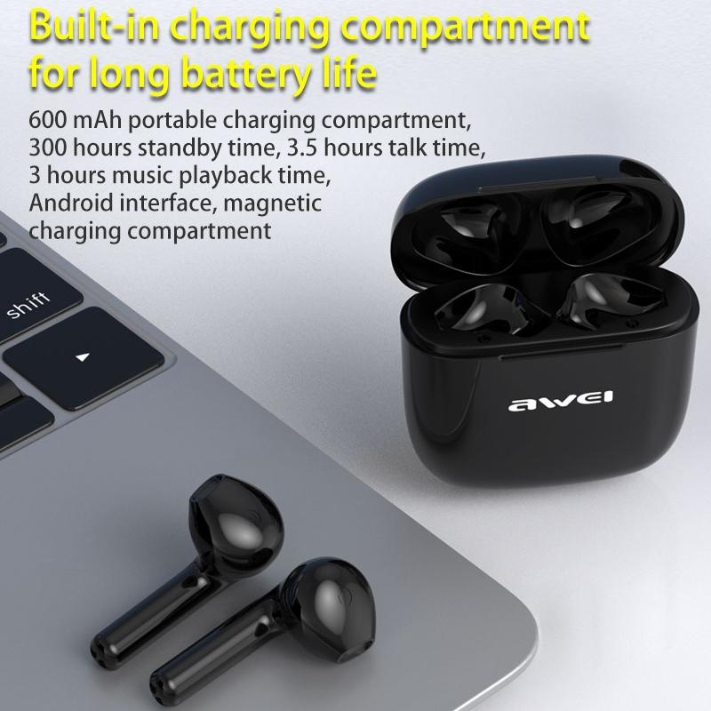 T26 TWS Wireless Sports Headset – Bluetooth 5.0, Charging Case, Sweatproof, Secure Fit, Clear Sound – Black