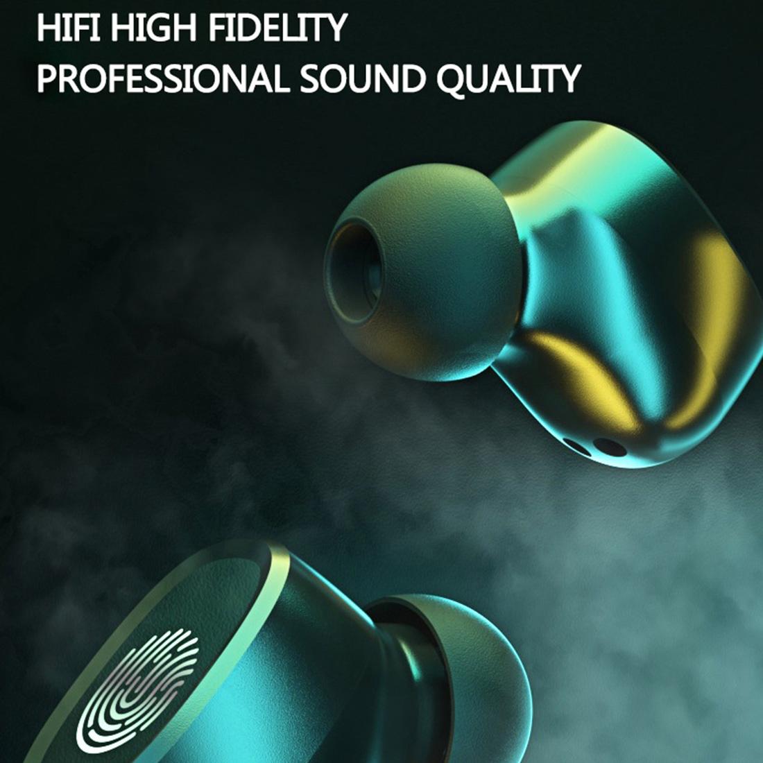 Wireless Bluetooth 5.0 Earbuds with LED Touch Display & Charging Case – Hi-Fi Stereo Sound, Noise Reduction – Black