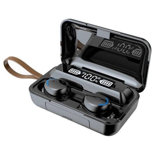 Bluetooth Earphone with Noise Reduction, LED Display & Hand Strap – Black, Wireless & Portable