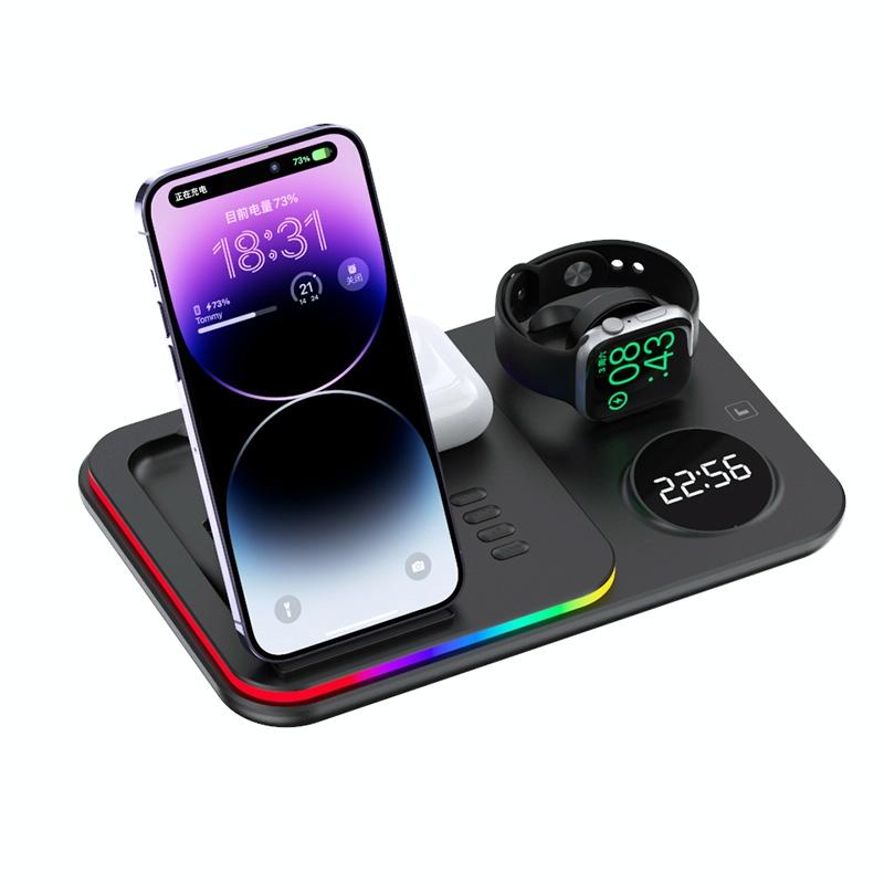 30W Multifunctional Wireless Charger – Black | Fast Qi Charging Station for Phone, Watch & Earbuds