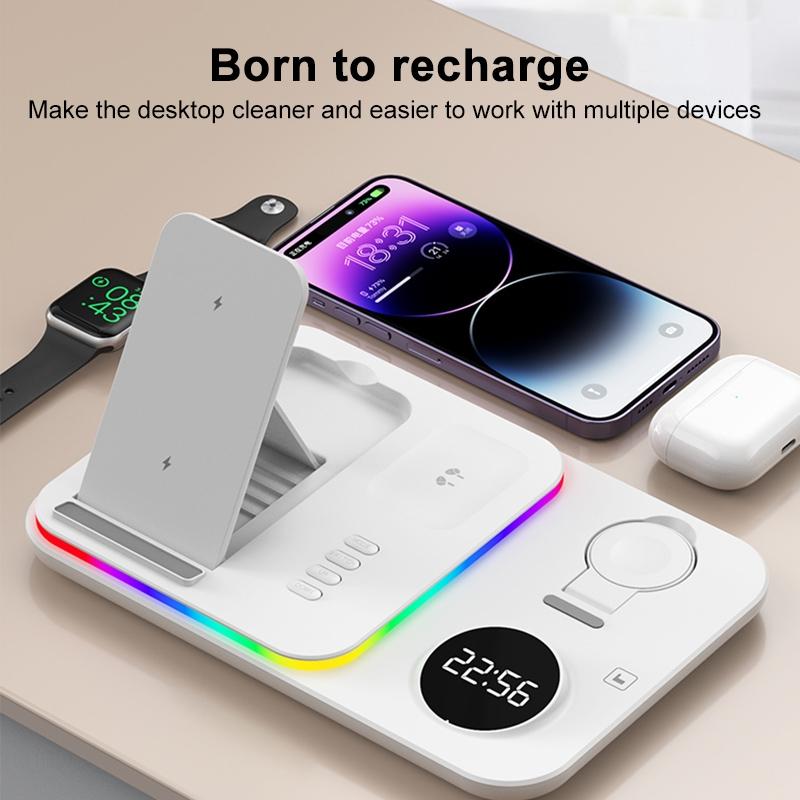 30W Multifunctional Wireless Charger – Black | Fast Qi Charging Station for Phone, Watch & Earbuds