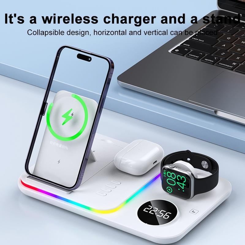 30W Multifunctional Wireless Charger – Black | Fast Qi Charging Station for Phone, Watch & Earbuds