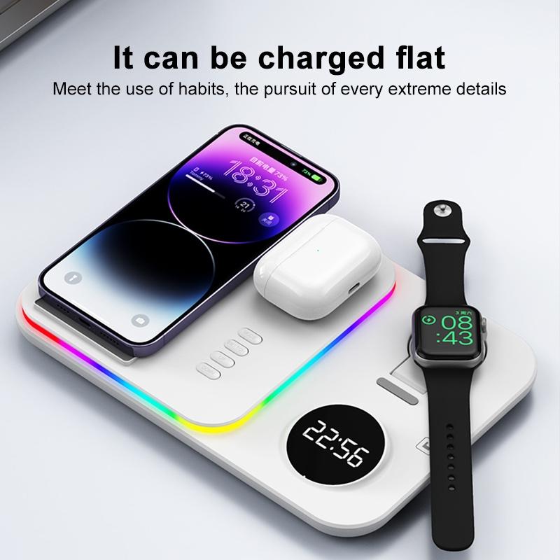 30W Multifunctional Wireless Charger – Black | Fast Qi Charging Station for Phone, Watch & Earbuds