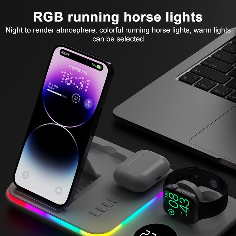 30W Multifunctional Wireless Charger – Black | Fast Qi Charging Station for Phone, Watch & Earbuds