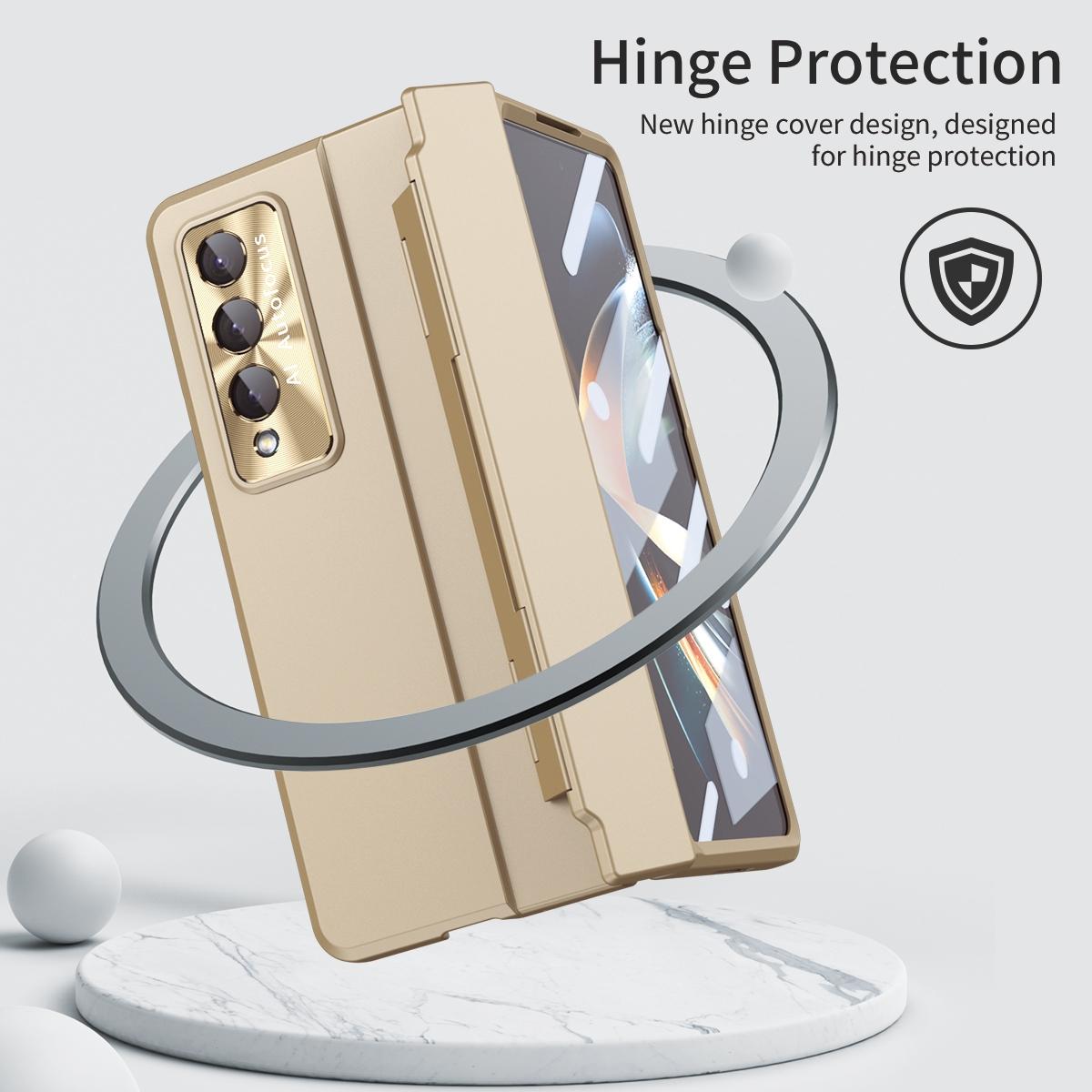 Full Coverage Hinge Phone Case for Samsung Galaxy Z Fold4 5G – Shockproof Protective Cover – Gold
