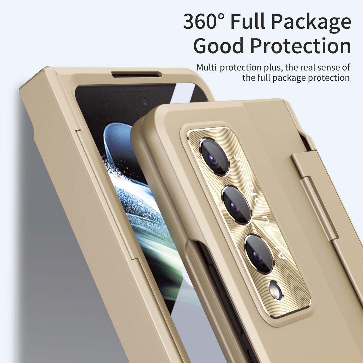 Full Coverage Hinge Phone Case for Samsung Galaxy Z Fold4 5G – Shockproof Protective Cover – Gold