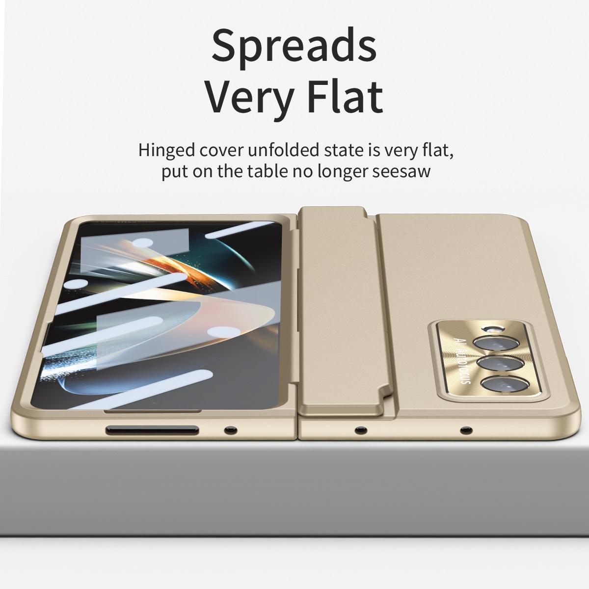 Full Coverage Hinge Phone Case for Samsung Galaxy Z Fold4 5G – Shockproof Protective Cover – Gold