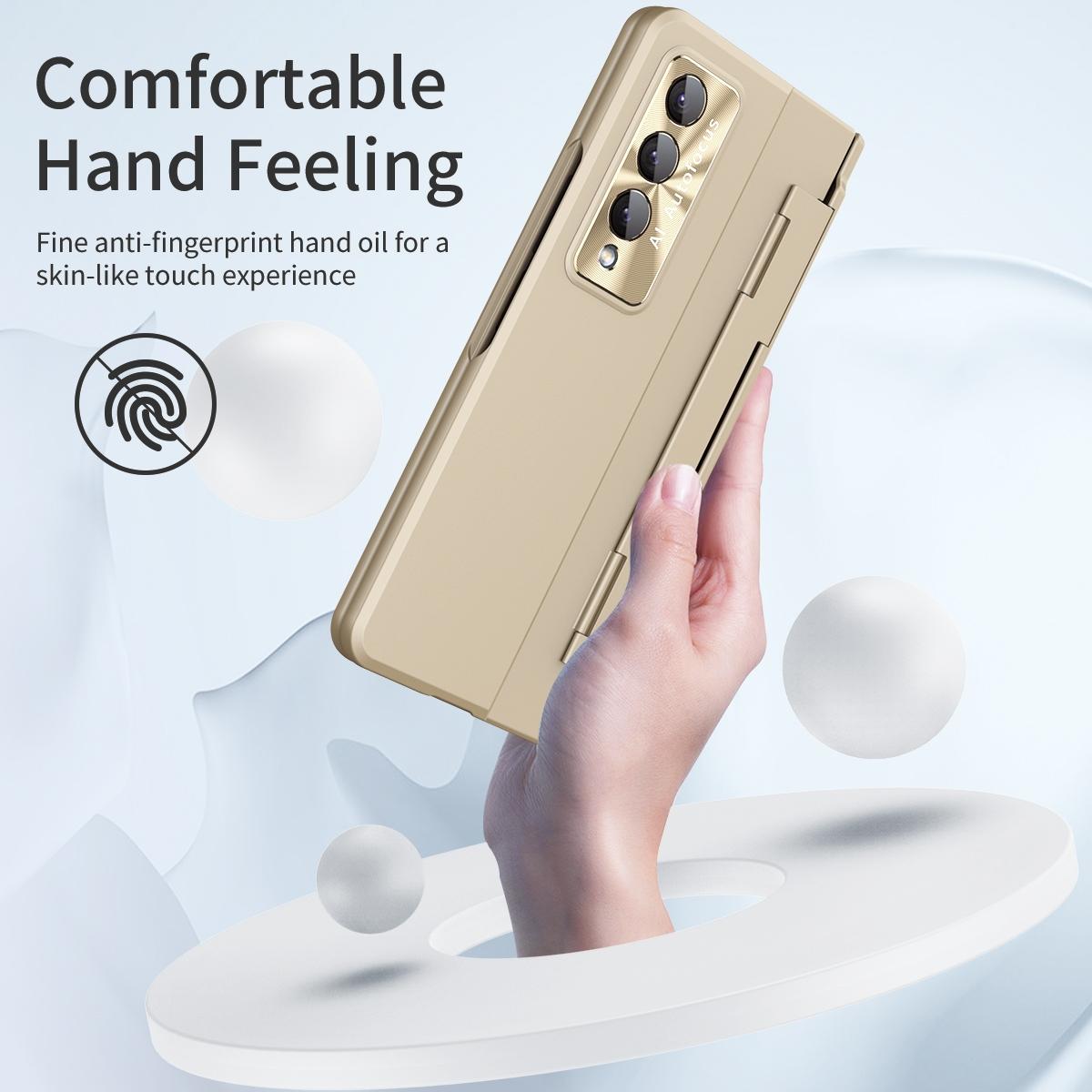 Full Coverage Hinge Phone Case for Samsung Galaxy Z Fold4 5G – Shockproof Protective Cover – Gold
