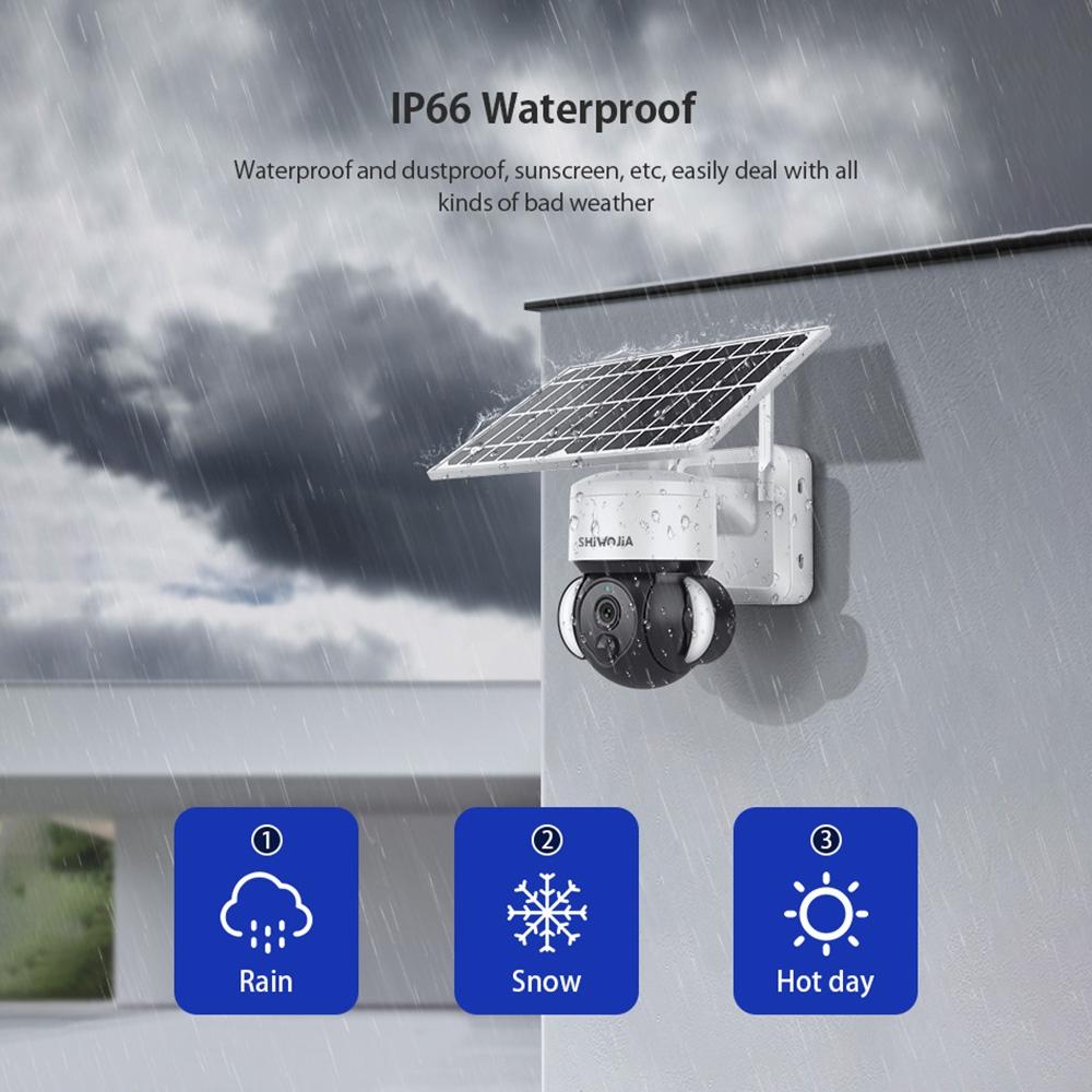 3MP 4G Solar Dome Security Camera – IP66 Waterproof, PIR Motion Detection, Two-Way Audio, Night Vision – White