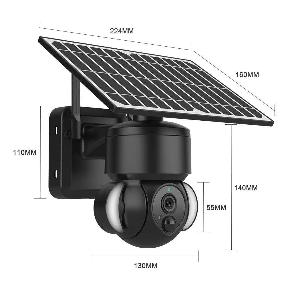 3MP 4G Solar Dome Security Camera – IP66 Waterproof, PIR Motion Detection, Two-Way Audio, Night Vision – White