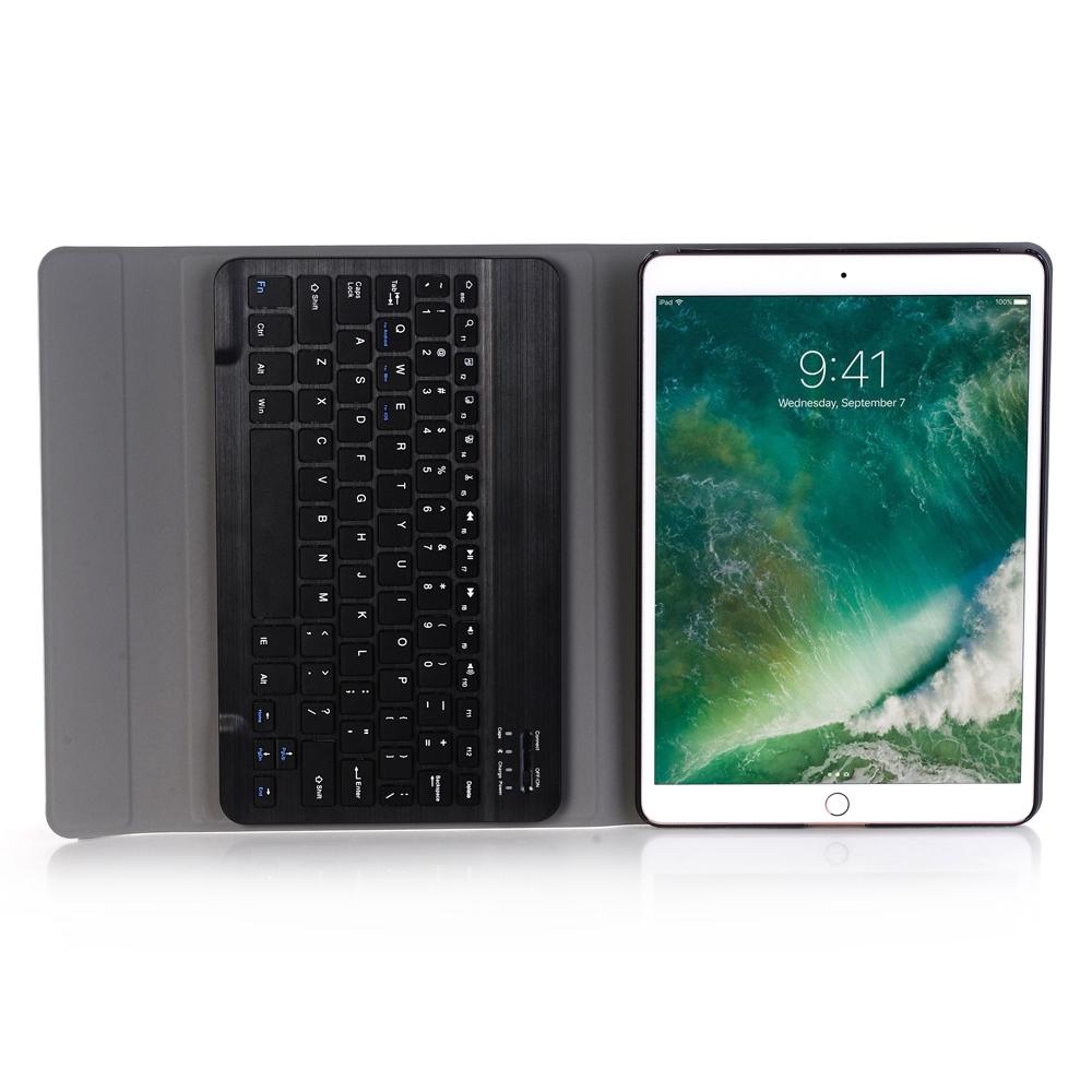 Ultra-Thin Bluetooth Keyboard Leather Case for iPad Air / Pro 10.5 – Magnetic Holder, Stand Function – Black