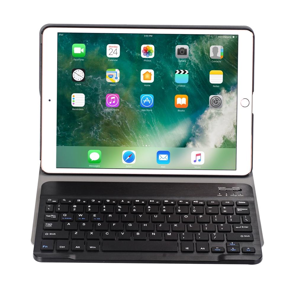 Ultra-Thin Bluetooth Keyboard Leather Case for iPad Air / Pro 10.5 – Magnetic Holder, Stand Function – Black