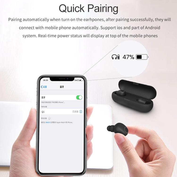 Wireless Sports Bluetooth 5.0 Earphones – Binaural Stereo In-Ear Headphones with Secure Fit – Black