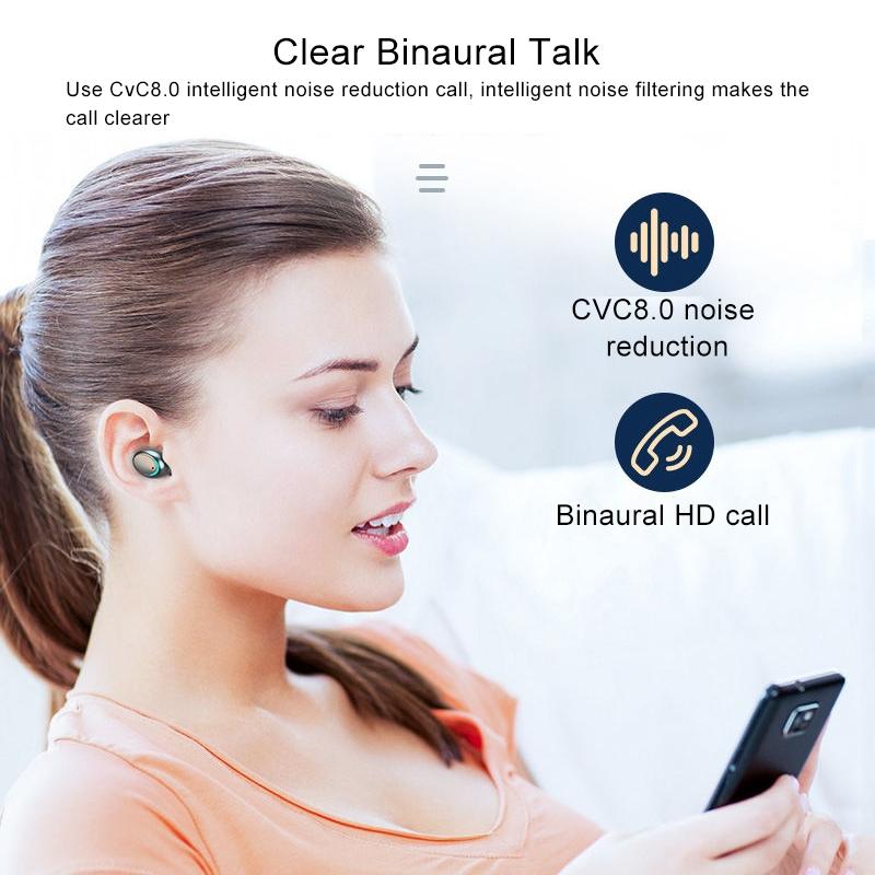 Bluetooth Earphone with Noise Reduction – Breathing Light, Hand Strap, Black