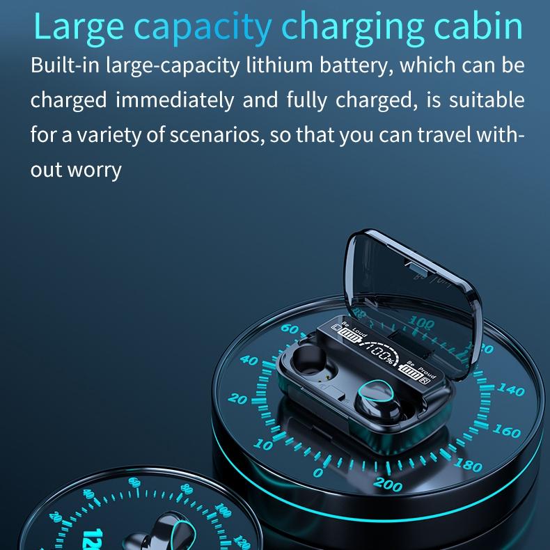 Wireless Bluetooth 5.0 Earphones with Digital Display – TWS In-Ear Headphones & Charging Case, Black