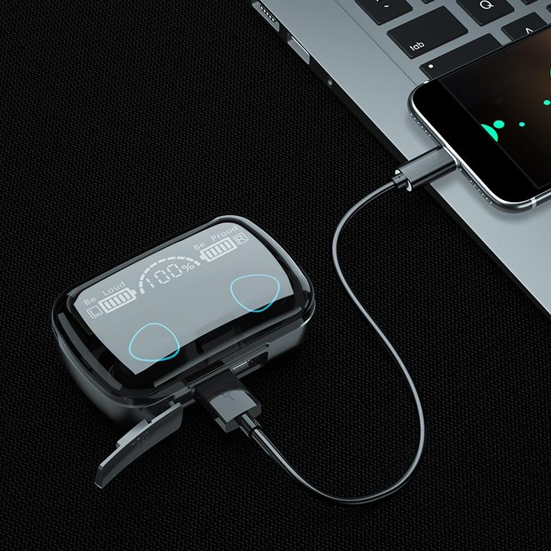 Wireless Bluetooth 5.0 Earphones with Digital Display – TWS In-Ear Headphones & Charging Case, Black