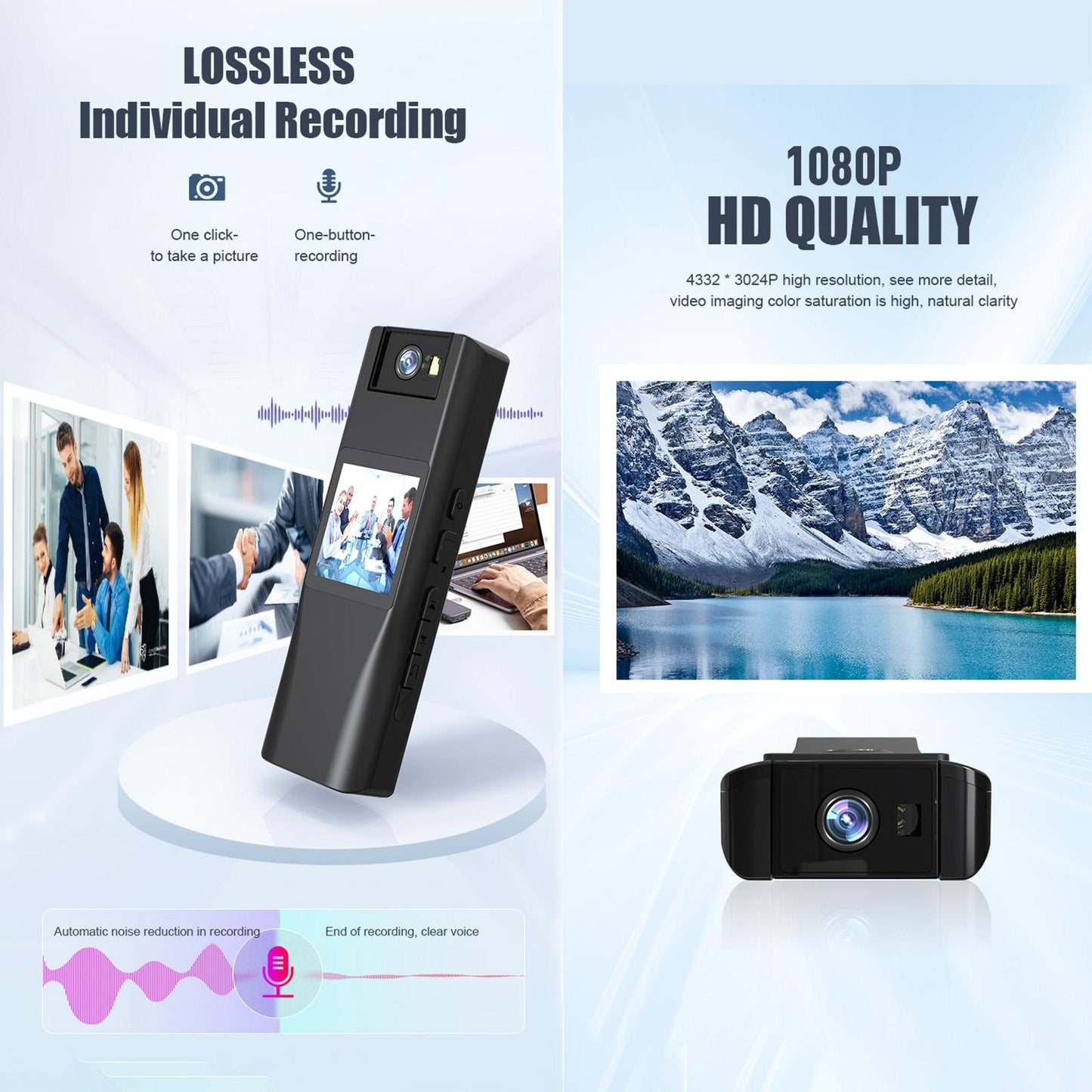 720P WiFi Conference Camera with 180° Rotation – Wide-Angle Video Webcam – Black
