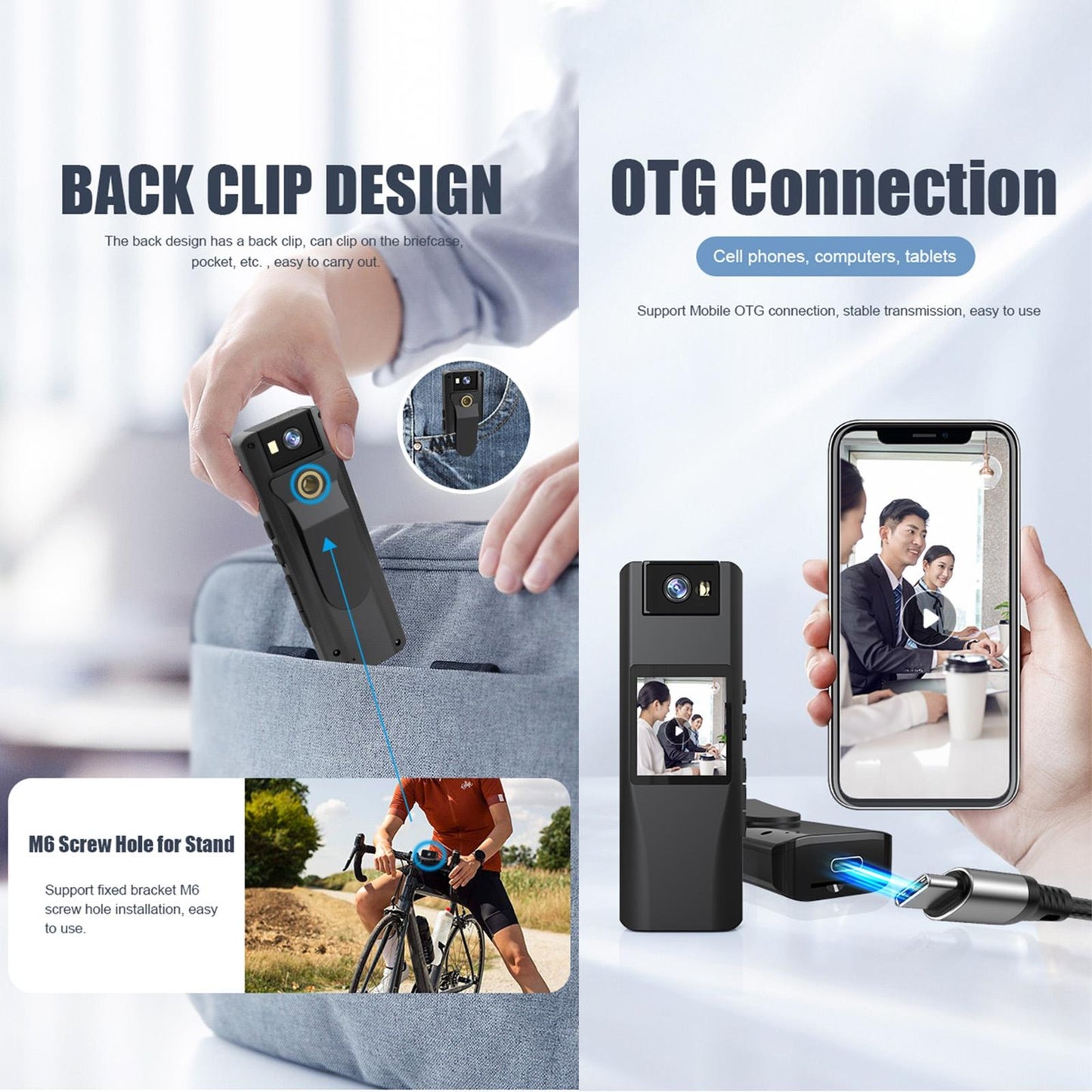 720P WiFi Conference Camera with 180° Rotation – Wide-Angle Video Webcam – Black