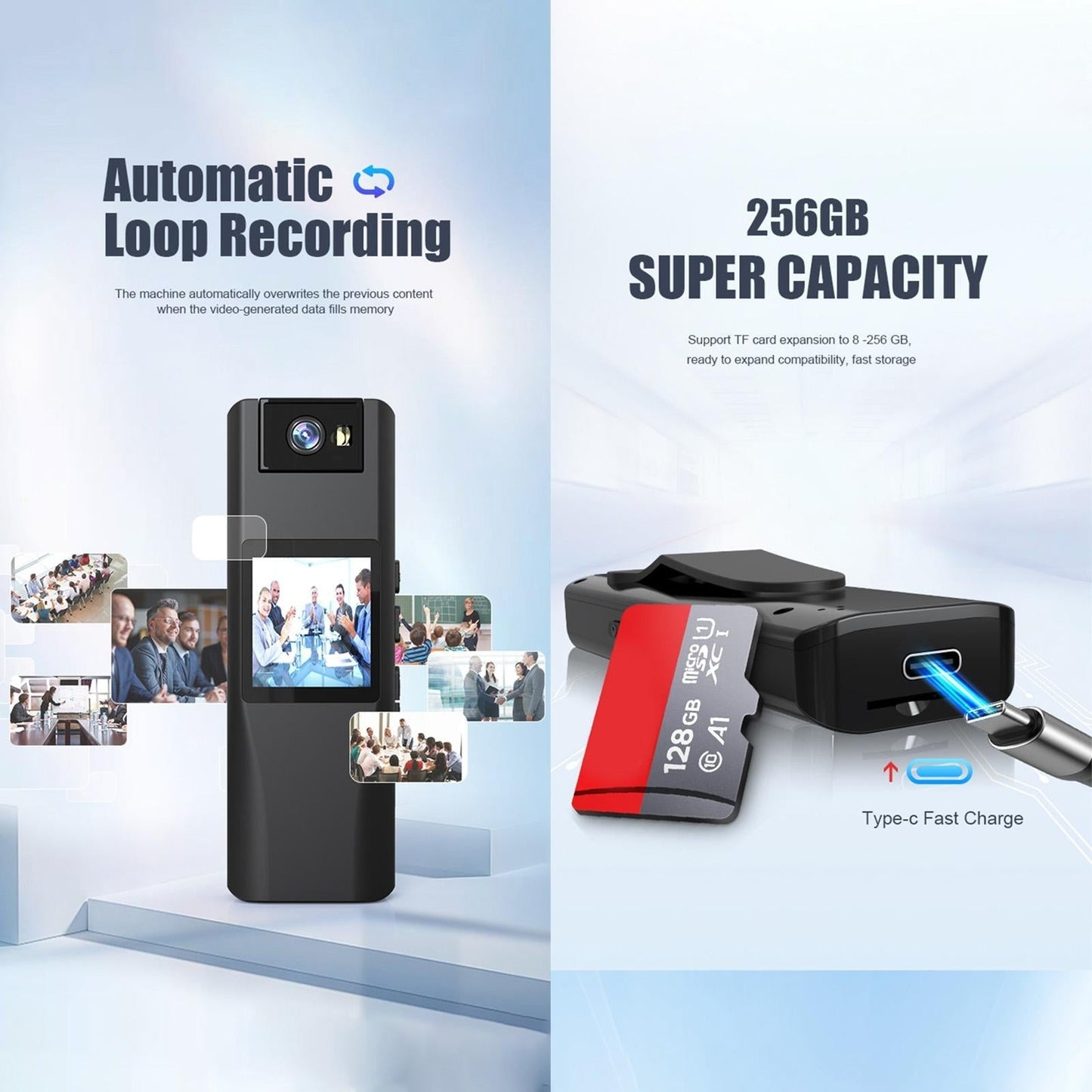 720P WiFi Conference Camera with 180° Rotation – Wide-Angle Video Webcam – Black