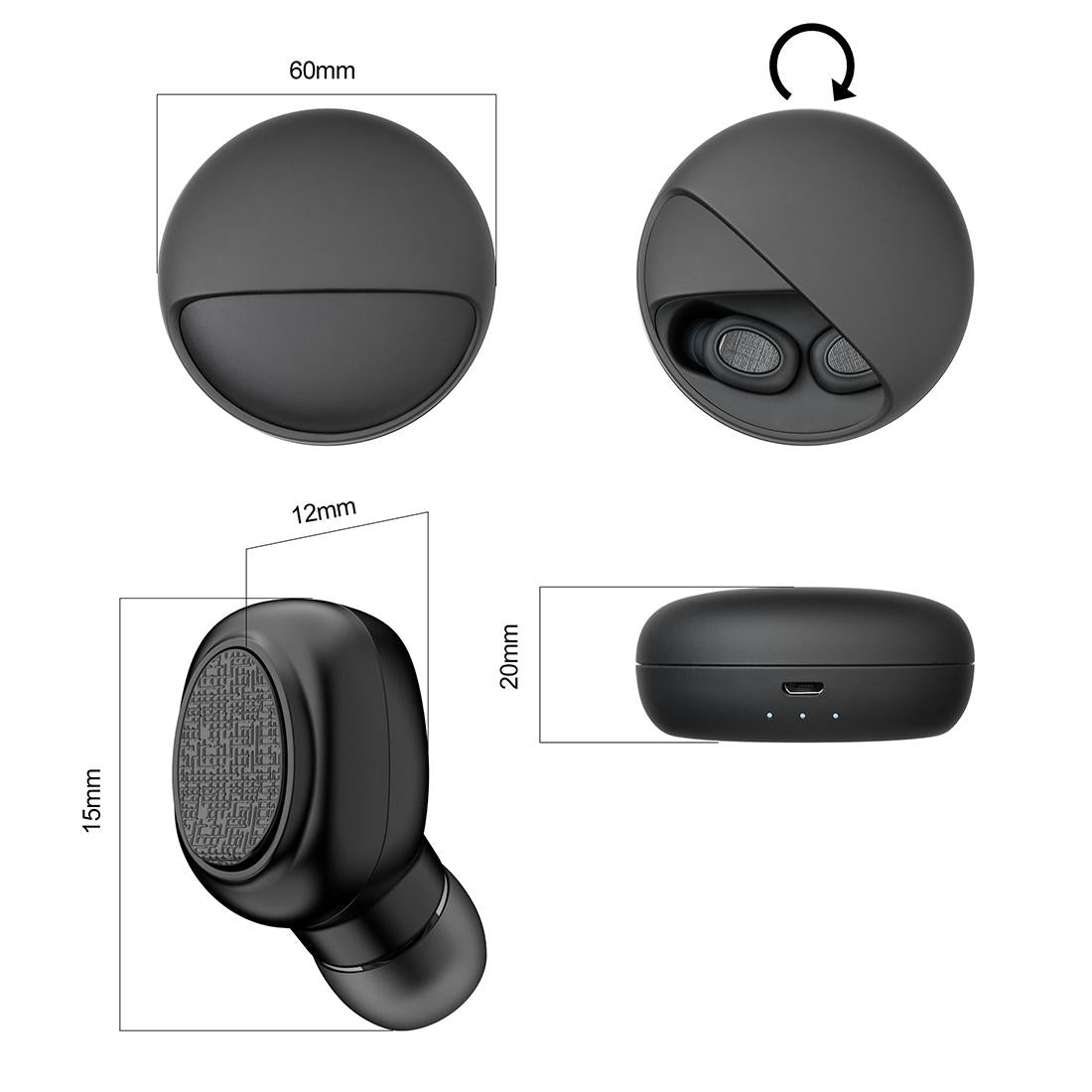Wireless Stereo Bluetooth Headset V5.0 – True Wireless TWS Earbuds with Charging Case