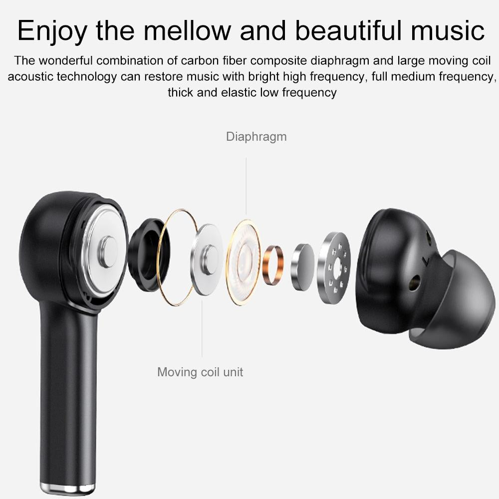 Wireless Bluetooth 5.0 Earphone with Digital Display & Noise Reduction – TWS In-Ear, Black
