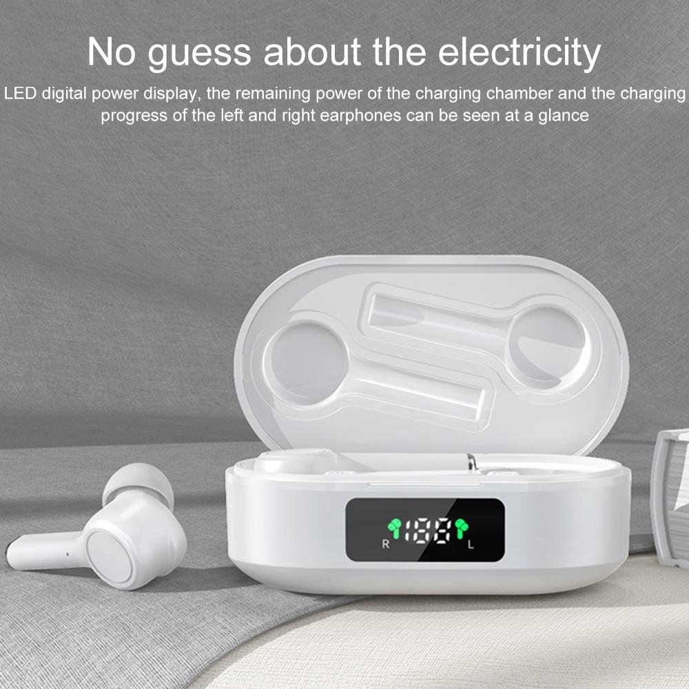 Wireless Bluetooth 5.0 Earphone with Digital Display & Noise Reduction – TWS In-Ear, Black