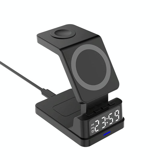 15W 4-in-1 Magnetic Desktop Wireless Charger – Black | Fast Qi Charging Station for Phone, Watch, AirPods & Stylus
