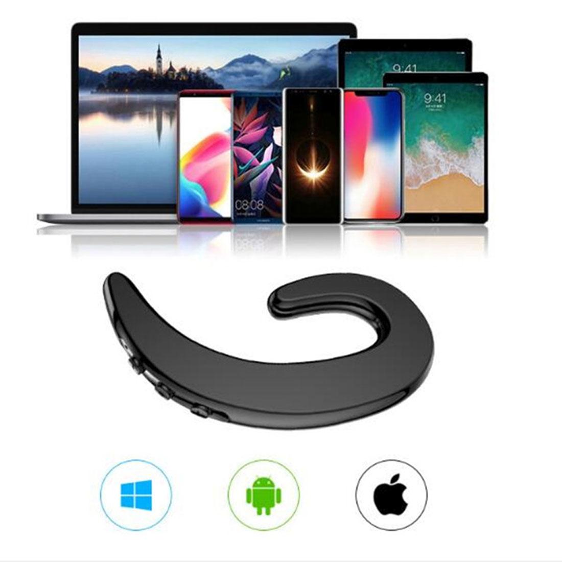 V4.1 Bluetooth Bone Conduction Sports Earphones with Earhook – Wireless Open-Ear Headphones, Black