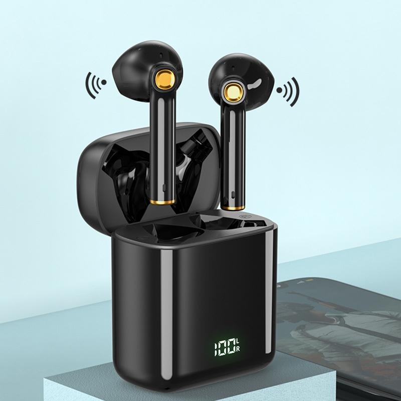 Waterproof Bluetooth Earphones with Digital Display – Wireless In-Ear Headphones (Black)