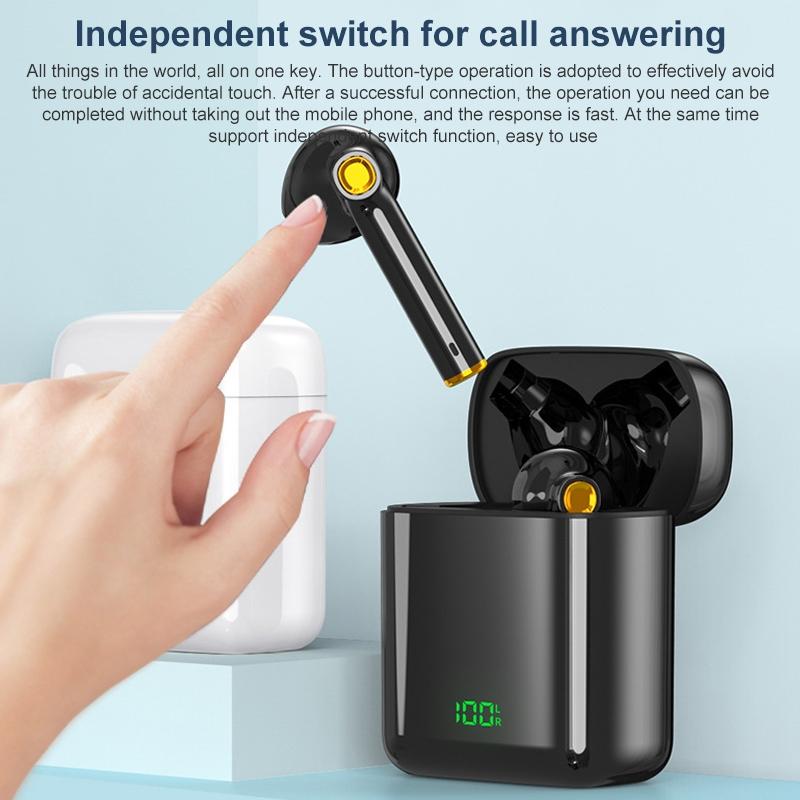 Waterproof Bluetooth Earphones with Digital Display – Wireless In-Ear Headphones (Black)
