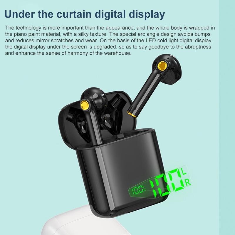 Waterproof Bluetooth Earphones with Digital Display – Wireless In-Ear Headphones (Black)