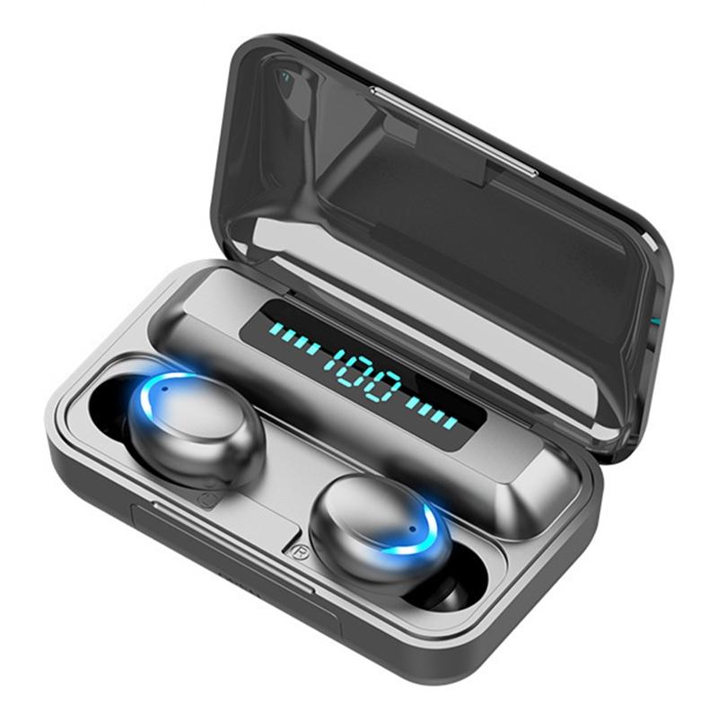 Wireless Noise-Cancelling Earbuds – Black Bluetooth 5.3 with Breathing Light, Digital Display & Hi-Fi Stereo Sound
