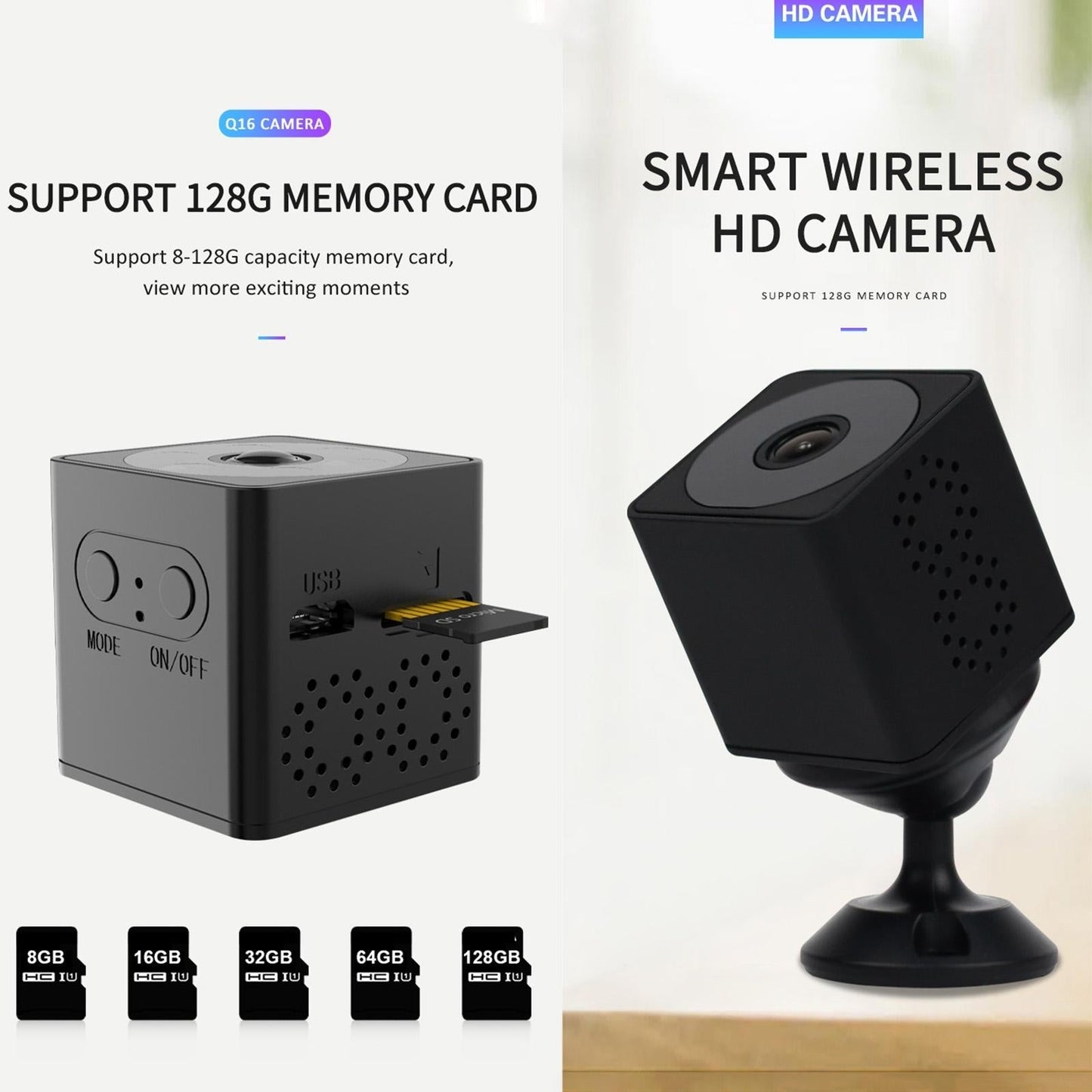 Mini WiFi Action Camera – Night Vision, Motion Detection, HD Video, Portable Security Cam – Black